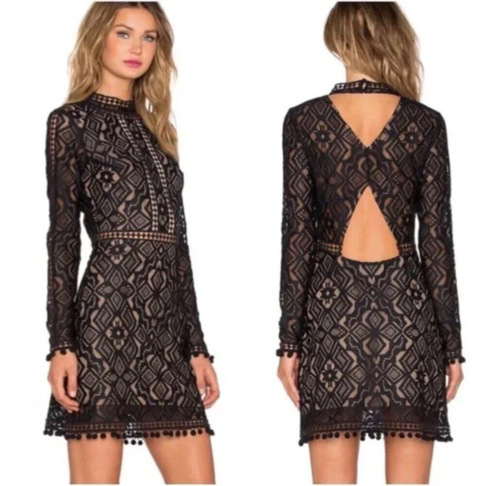 For Love and Lemons Florence Black Lace Dress size medium